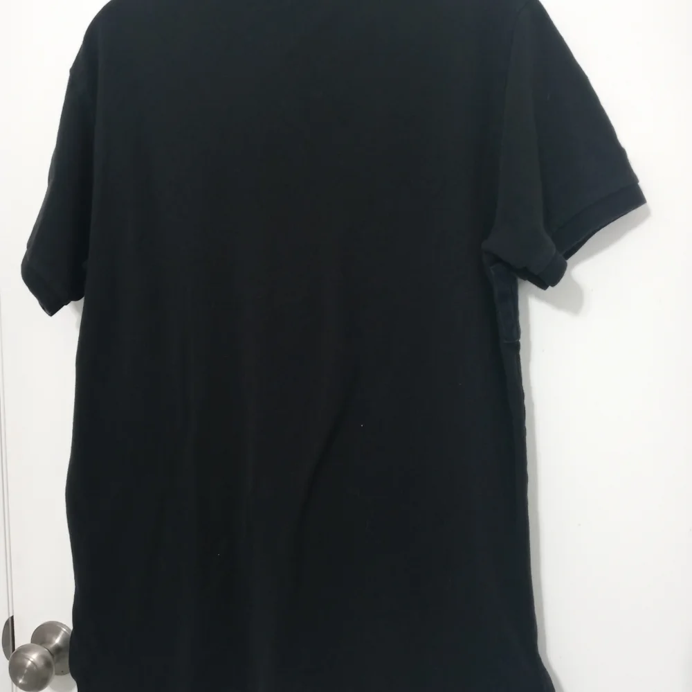 VTG POLO RALPH LAUREN CUSTOM FIT EMBROID TRIPLE PONY BIG LOGO BLACK POLO SHIRT L
